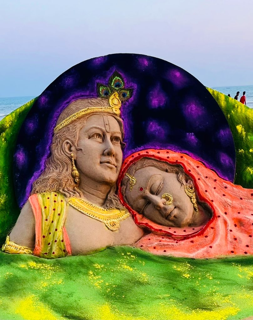 sudarsansand's tweet image. Let’s spread love and happiness. My sandart ar Puri beach on the festival of colours. #HappyHoli