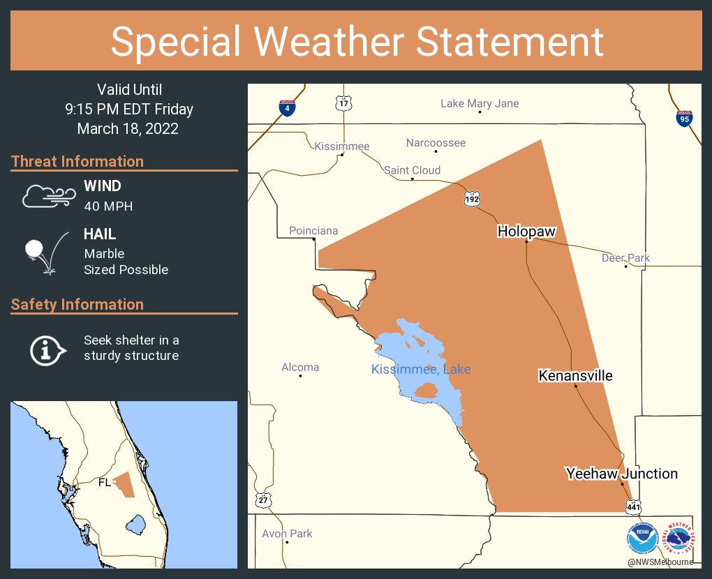 NWS Melbourne on Twitter "A special weather statement has been issued