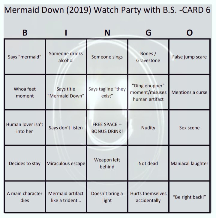 MovieReviewsBS's tweet photo. 🎈Get your FREE #BingoCard for our #MermaidDown #WatchParty🎉🎈 2/2
FRI Mar18
Mermaid Down(2019) #Tubi👍
It's a mermaid's revenge.
#Live📢 9pm ET on #PredrinkingHorrorBS🍻
#Predrinks #Drinks #CollegeHumor #DrinkingGames #HorrorFam #HorrorCommunity #HorrorMovies https://t.co/lBNNmsOAnM