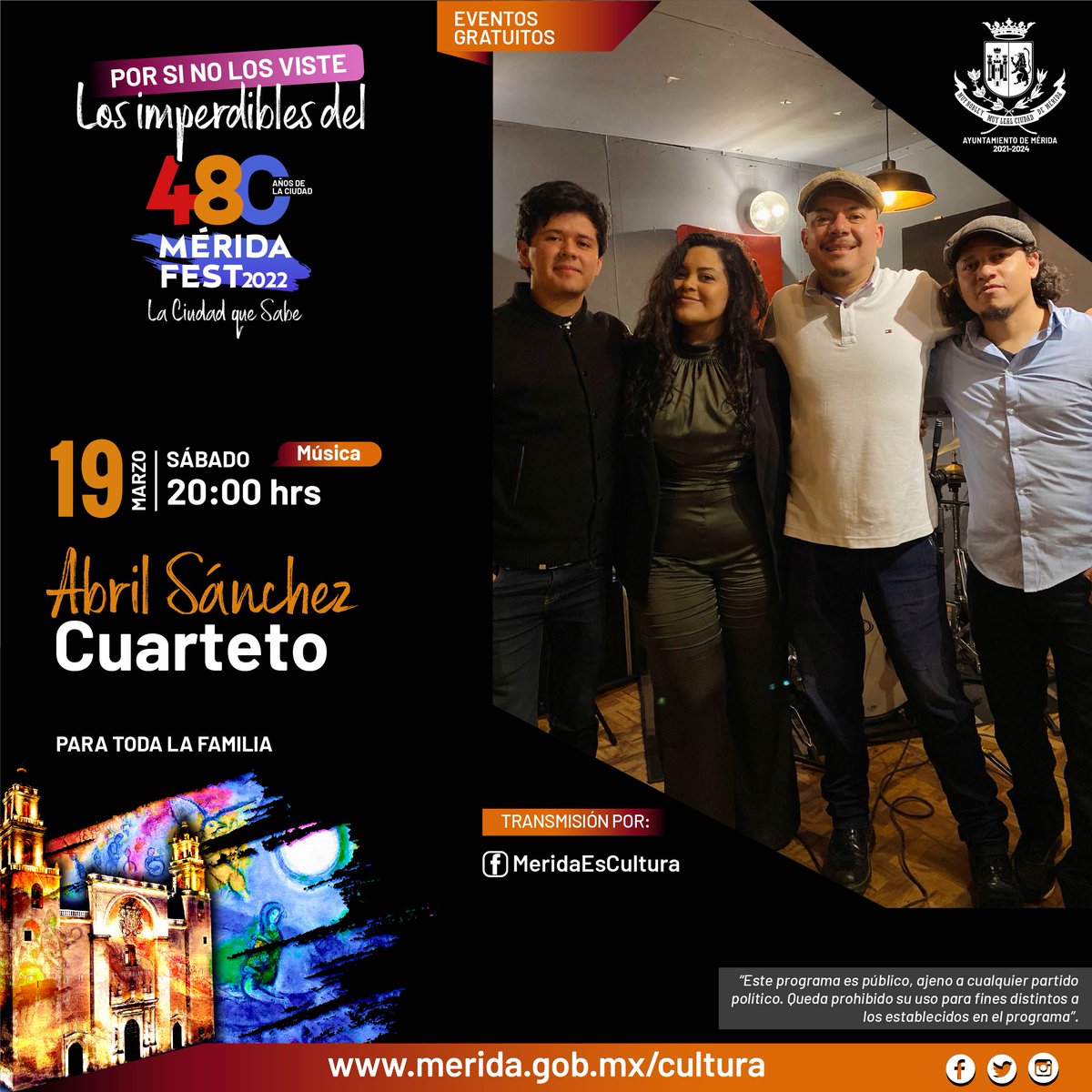 MeridaCultura1's tweet image. Hay proyectos que por su contenido y creatividad merecen volver a compartirse. Hoy en los #imperdibles del Mérida Fest te presentamos a Las Yucatecas de Hoy y Abril Sánchez Cuarteto, proyectos musicales que te harán conectarte con la música yucateca. #ProgramaciónDigital