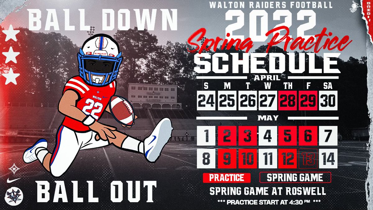 2022 Walton Spring Practice Schedule #BallDownBallOut