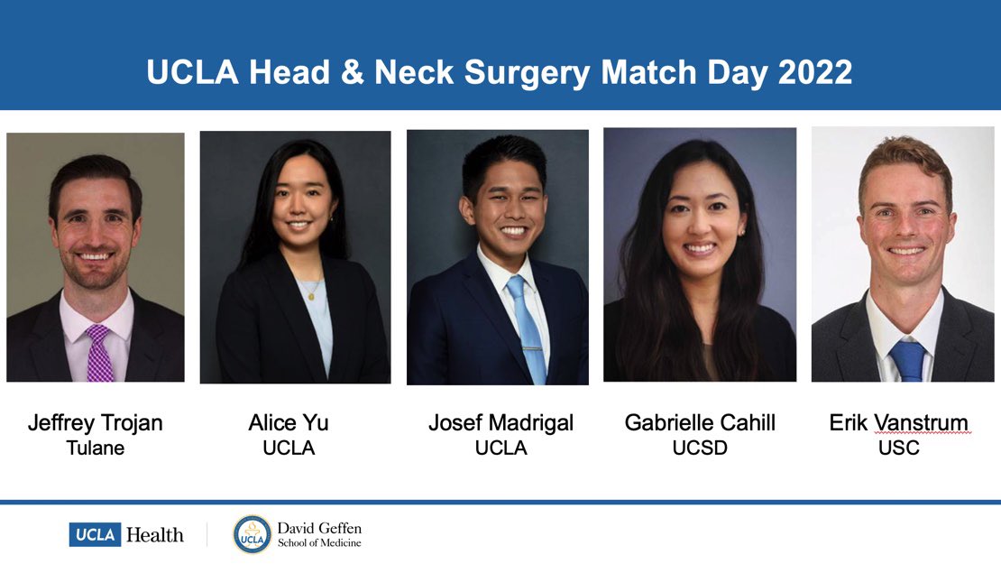 Congrats and welcome to our incoming residency class! We are beyond excited to welcome the newest additions to our @dgsomucla Head & Neck Surgery family! #OTOMatch2022 #Matchday #OtoMatch #otolaryngology