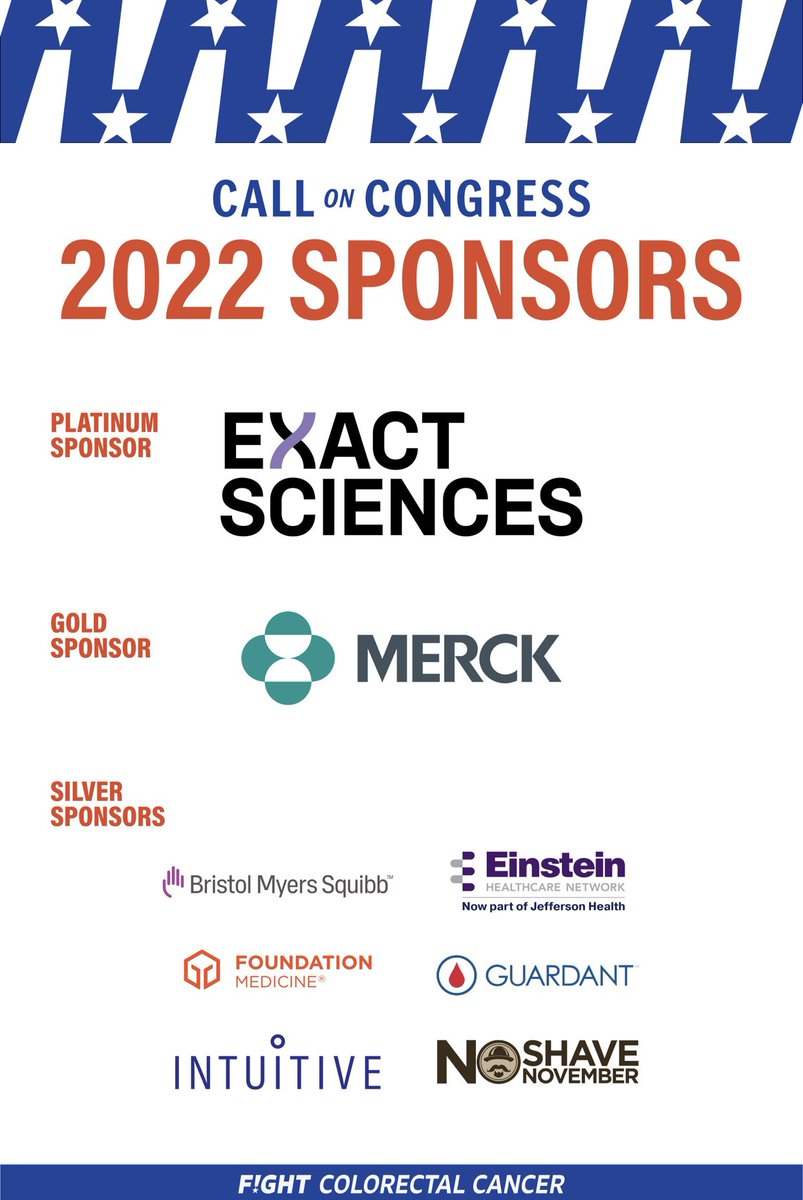 FightCRC's tweet photo. A special shoutout to our generous sponsors! 💙

Thank you for helping us in making Call-on Congress 2022 successful. 💪 #ColorectalCancerAwarenessMonth

cc: @ExactSciences @Merck @bmsnews @EinsteinHealth @FoundationATCG @GuardantHealth @IntuitiveSurg @No_Shave https://t.co/pVBGAJRVIX