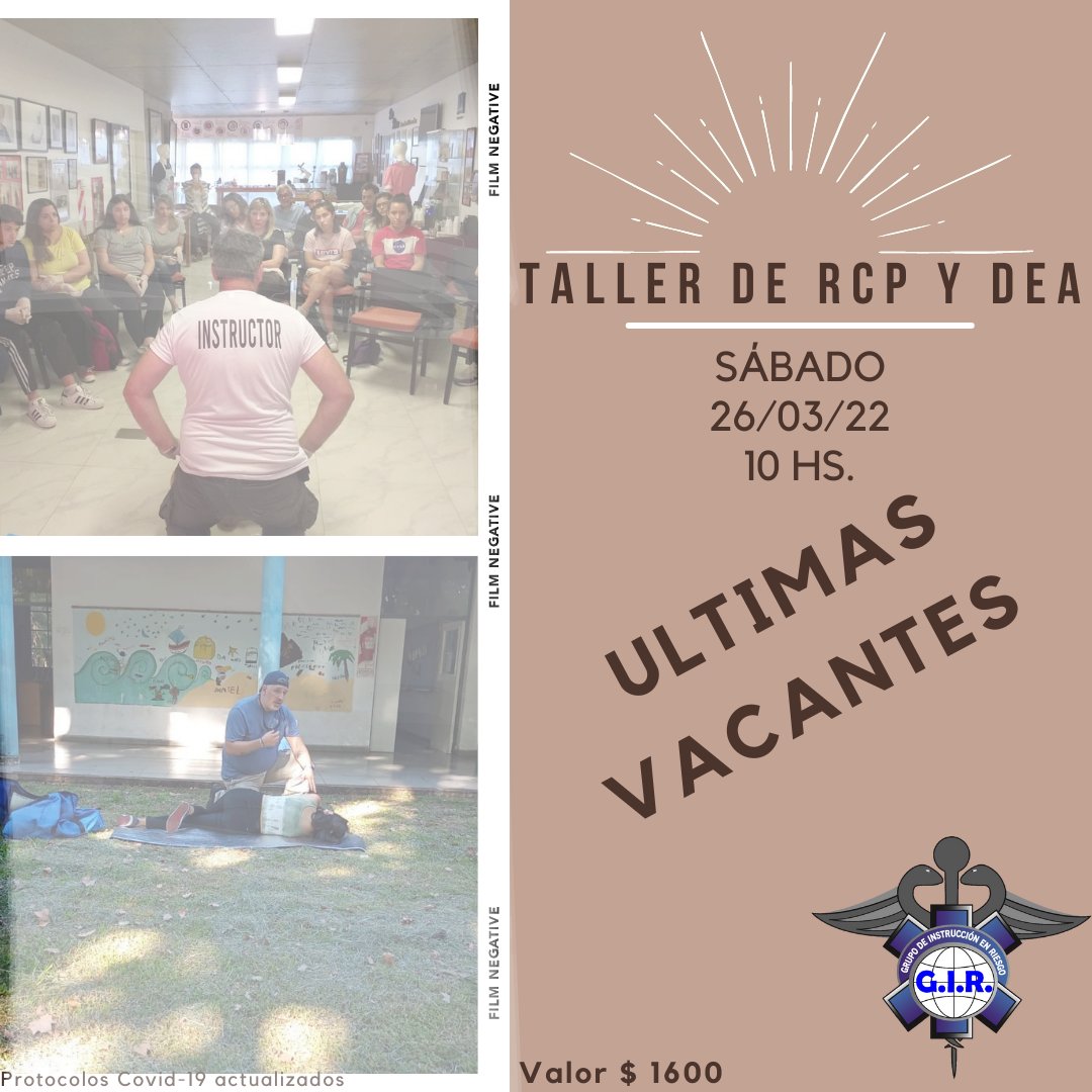 GirCapacitacion's tweet photo. Taller de RCP y DEA

Si tenes ganas de aprender, te dejamos el link de inscripción para el taller.

Vas a aprender como podes ayudar a otros en una Emergencia.

Link de inscripción: https://t.co/d5TJ4Lhd8c

#rcpsalvavidas #rcp #cpr #gircapacitaciones https://t.co/EHSYBDpYPP