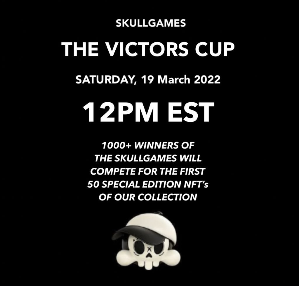 SATURDAY @ NOON EST

WHO WILL BE VICTORIOUS ? 😤💎☠️

#SKULLGAMES #SKULLTAKEOVER