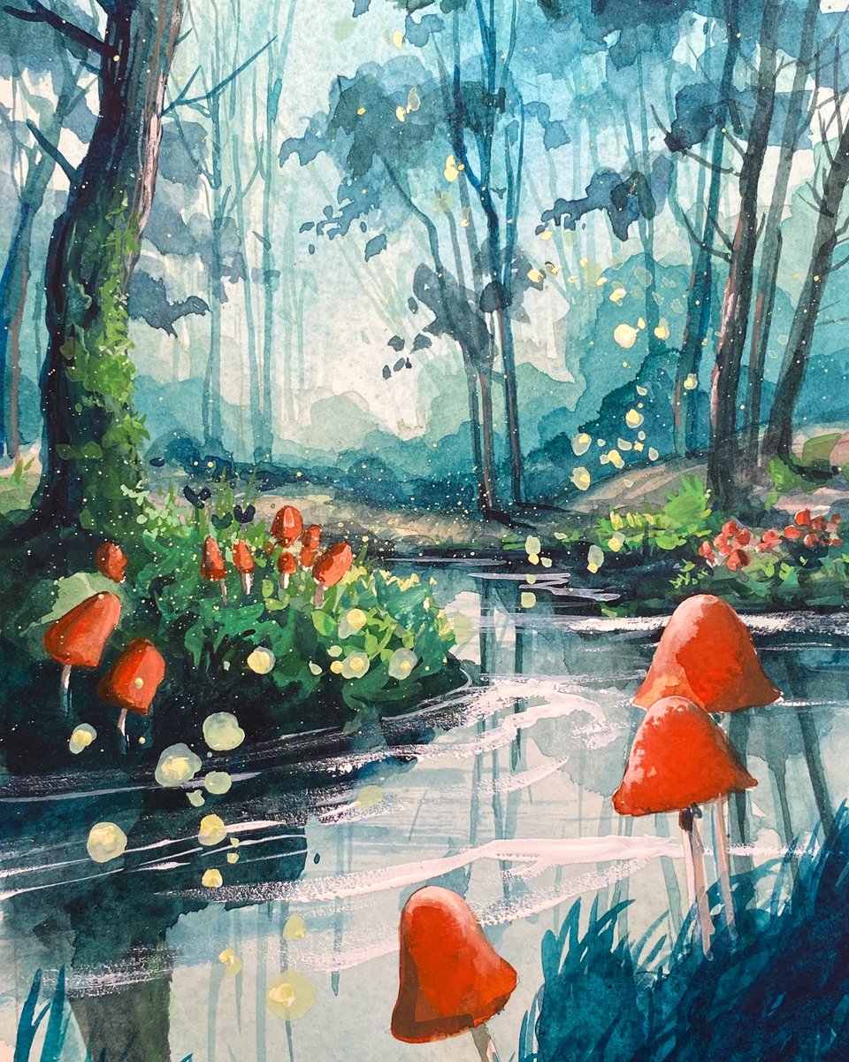 tagsalegirl's tweet photo. Just some recent gouache paintings I think looks pretty together! https://t.co/LSU3804fKa