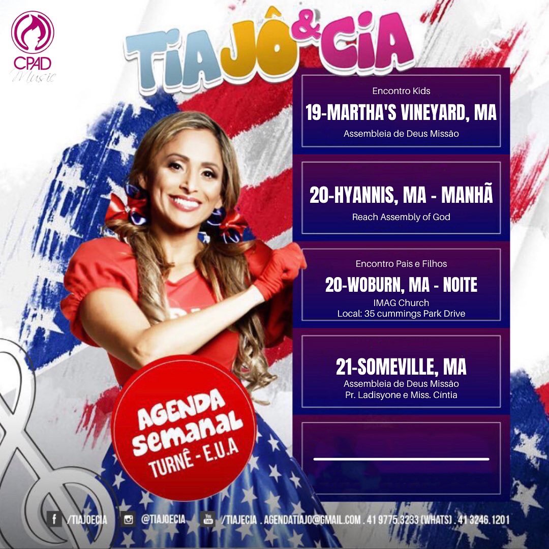 TiaJoeCia's tweet photo. “Até que todos saibam!”, essa é a nossa missão! Seguimos cumprindo o IDE do mestre. 

Segue abaixo nossa agenda mensal de Março e semanal da turnê E.U.A 🙏🏻

#agendatiajo #agendamarco #cpad #EUA #BRASIL https://t.co/gkqnPWgxdH