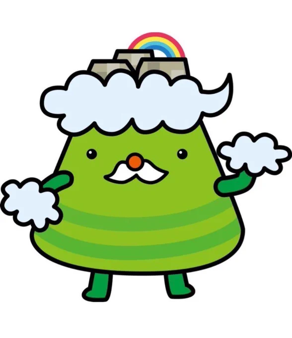 Takeji, an avuncular mountain with a castle hat and clouds for hair and hands, is the mascot of Takeda Castle in Hyogo, Japan. 