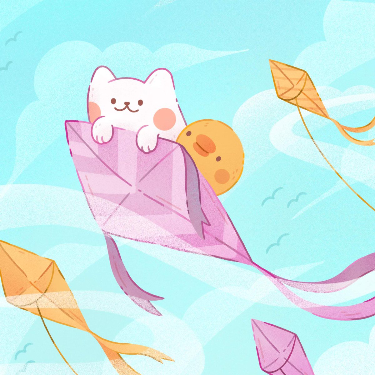 「to the skies with gato and ducky
@komomo」|ann ✨ 張嘉育のイラスト