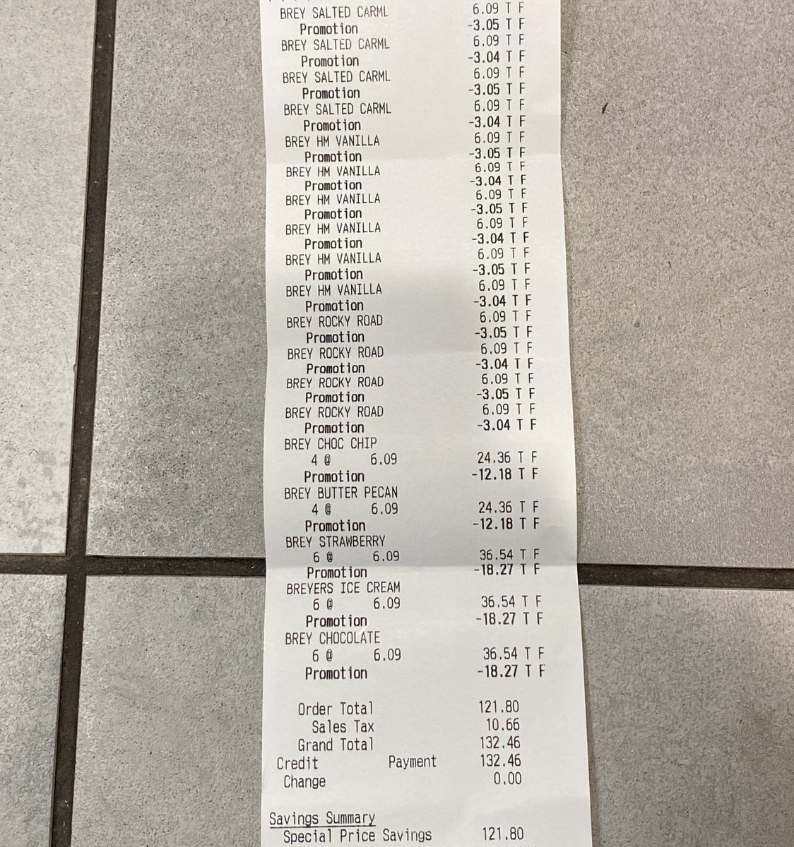 this guy came in and bought 132.46$ worth of icecream