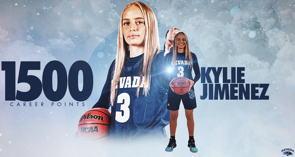 NevadaWBB's tweet photo. Congratulations to @kmjimenez3 on reaching 1️⃣,5️⃣0️⃣0️⃣ career points in today’s win!

#BattleBorn // #RunTogether https://t.co/bHrSjAu7oI