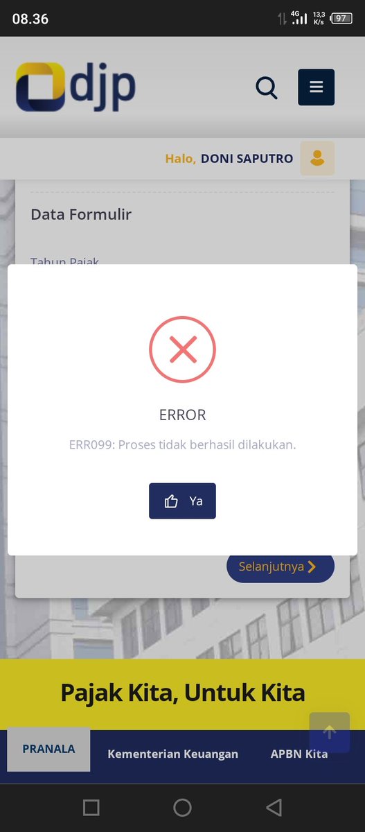 rdowesaputra's tweet photo. @DitjenPajakRI Mau lapor pajak malah eror https://t.co/PXn6JGIrn7