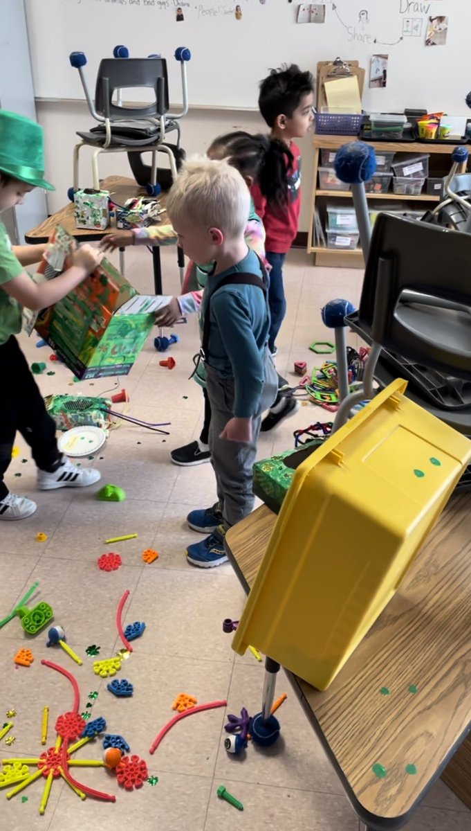 We had a week full of St. Patrick’s Day fun! Art, building our traps, and walking into our classroom the pesky leprechauns tore apart! ☘️ #rvsed