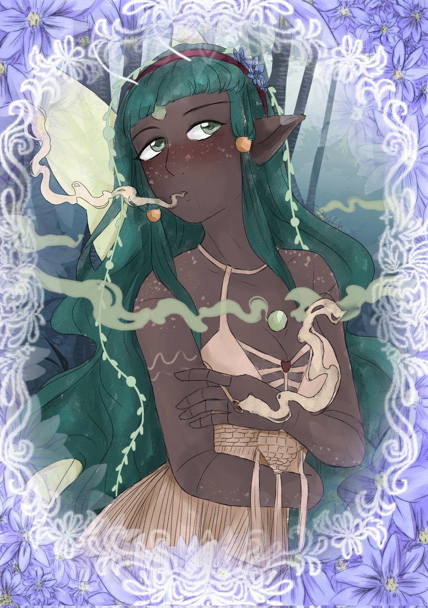 KuroTheBlobfish's tweet photo. """""Warm Up Sketch""""" 😅
#flowers #gemdoll #doll #smoking #girl #art #fairy https://t.co/swLRf6W2Sl