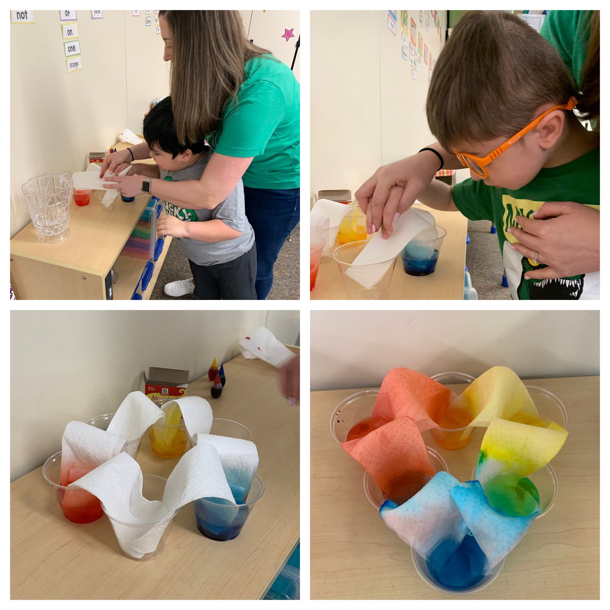 CRAMrsWeiss's tweet photo. We had a great time completing and observing our “walking rainbow” science experiment! This made for a fun filled St. Patrick’s Day! 🌈🍀 #StPatricksDay #rainbowfun @CRA_Bulldogs https://t.co/rQjL78pkQE