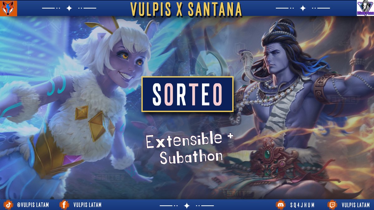 🟪SORTEO! │ <a href="/hsantana30/">Hannia Santana</a> x Vulpis

🌸 Discordia Lunar / Shiva+Recolor 🌸 

➕Ventajas Suscriptor
✅X5 Participaciones  

➖No Suscritor
❎Seguirnos
❎Seguir a twitch.tv/hsantana
❎RT a este Tweet

Ganador el Jueves 24 de Marzo