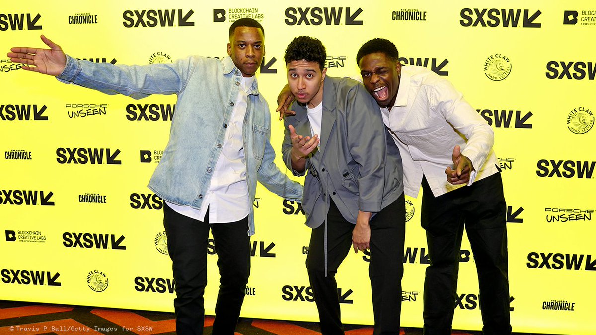 sxsw's tweet photo. Elliot Edusah @ElliotEdusah Reda Elazouar @redaelazouar , Jordan Peters  @jordandpeters at the #SXSW 2022 Premier of @netflix 's #Pirates https://t.co/gcKmayuab1