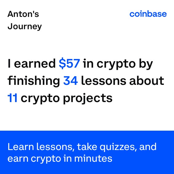 I've earned $57 so far by learning about crypto on <a href="/Coinbase/">Coinbase 🛡️</a>. See how much you can earn at: coinbase.com/earn?utm_campa…