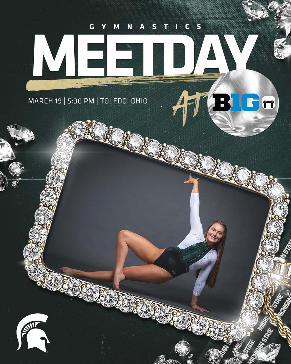 MSU_Gymnastics's tweet photo. The B1G Championships are HERE 🤩 The Spartans compete in the evening session tonight starting at 5:30 p.m. 💚🤍

📍 Columbus, Ohio
🏟 Covelli Center
📺 BTN / Fox Sports Live
📊 https://t.co/uZoK8s1jr6 https://t.co/tU5pqPBSZW