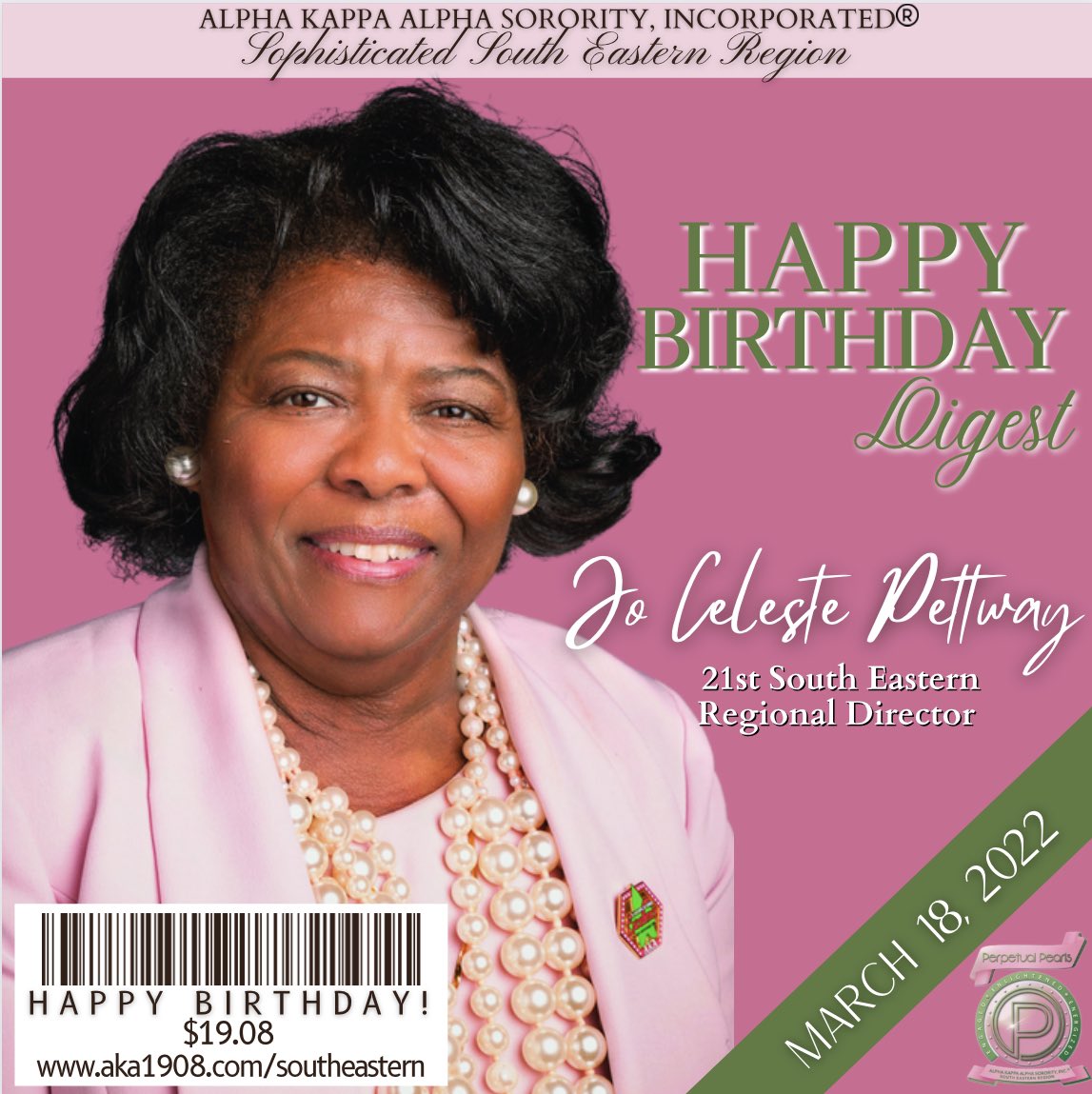 AKASouthEastern's tweet photo. Please join us in wishing Mrs. Jo Celeste Pettway, our 21st South Eastern Regional Director, a very Happy Birthday! 💕💚

#AKASouthEasternBirthdays
#AKA1908 #AKASouthEastern #Birthday #HappyBirthday #March @akasorority1908 @aka_uac https://t.co/4xVLAMz4Op
