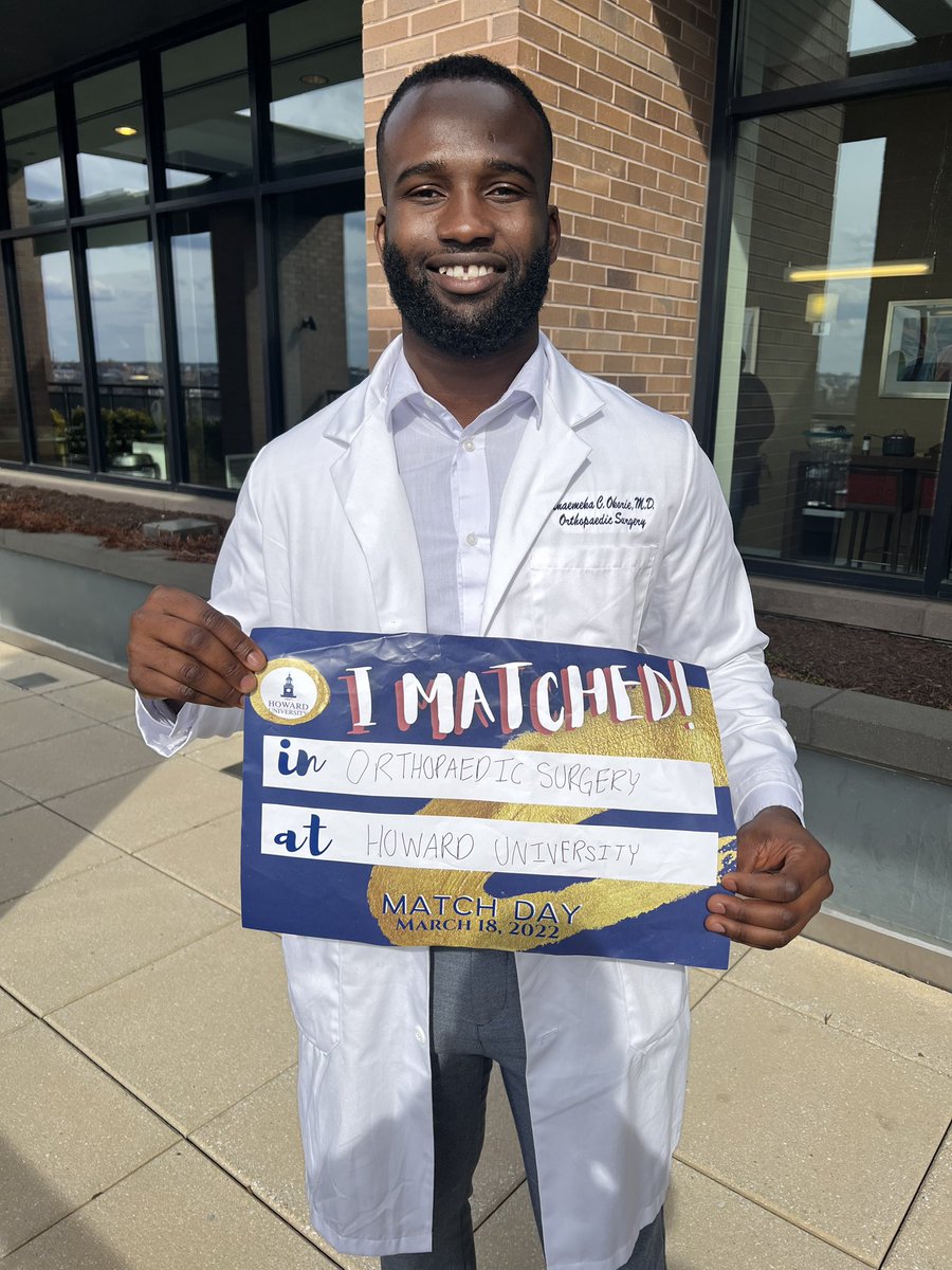 Nnaemeka Okorie (@nnaemekaokori11) on Twitter photo I matched Orthopedics <a href="/HowardUOrtho/">Howard Orthopaedics</a> So excited to be starting the next chapter of my career with the HU family! I matched Orthopedics <a href="/HowardUOrtho/">Howard Orthopaedics</a> So excited to be starting the next chapter of my career with the HU family!