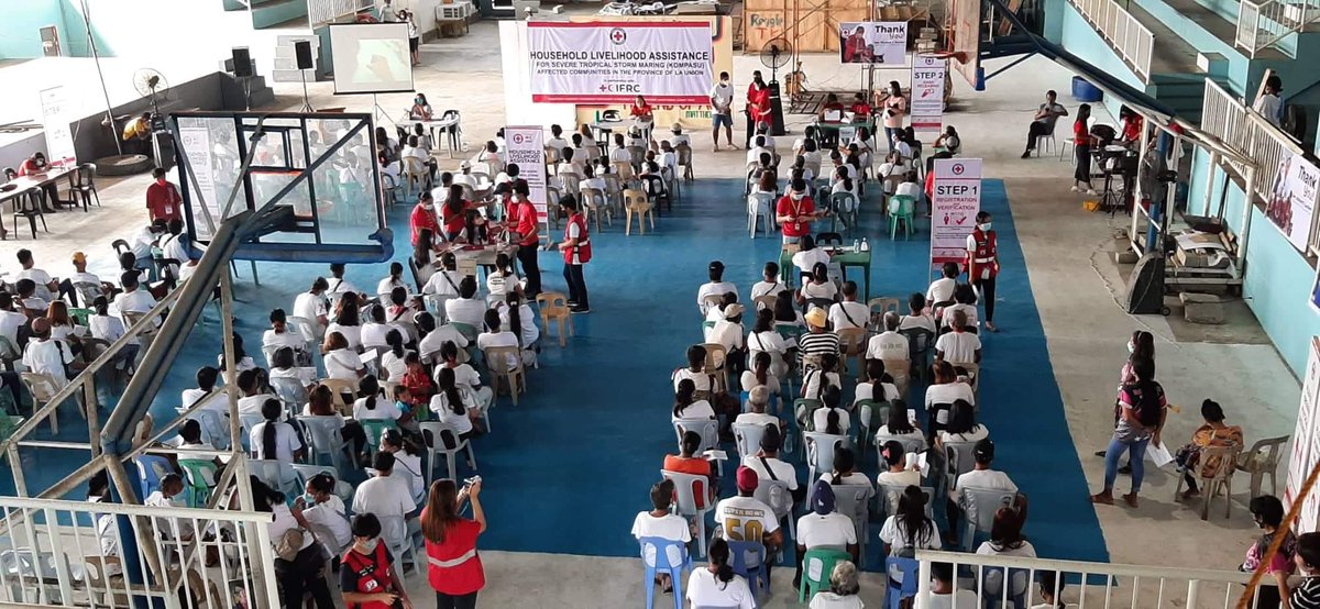 philredcross's tweet photo. 🏘💵 Last March 17, 2022 — Philippine Red Cross (PRC) Chairman Sen. @DickGordonDG directed the PRC #LaUnion-SFC Chapter to distribute much needed livelihood assistance to families affected by TY #MaringPH at the Luna Sport Center.

#AlwaysFirstAlwaysReadyAlwaysThere https://t.co/Trdx663pPb