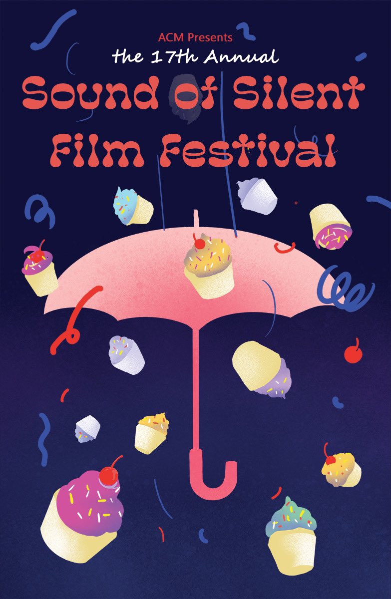 ☂️ New poster design for <a href="/acmchicago/">Access Contemporary Music (they/them/we/us)</a> upcoming Sound of Silent Film Festival on April 16, 2022 7:15p <a href="/musicboxfilms/">Music Box Films</a> 
🧁

#art #illustration #posterdesign #lydiafu #acmchicago #SSF17