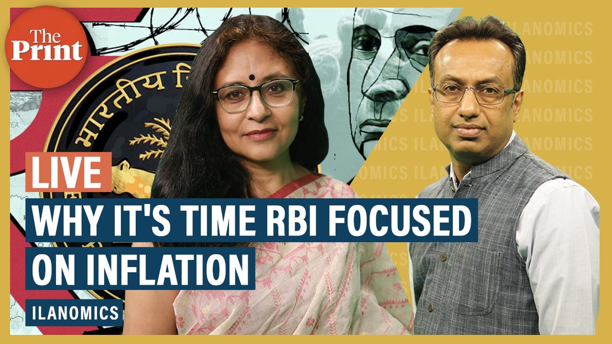 ThePrintIndia's tweet photo. Why it's time RBI focused on inflation
ThePrint Contributing Editor @IlaPatnaik & Managing Editor @YPRajesh will discuss LIVE at 5 pm on #Ilanomics
Send in your questions. https://t.co/in1ypu01Vt