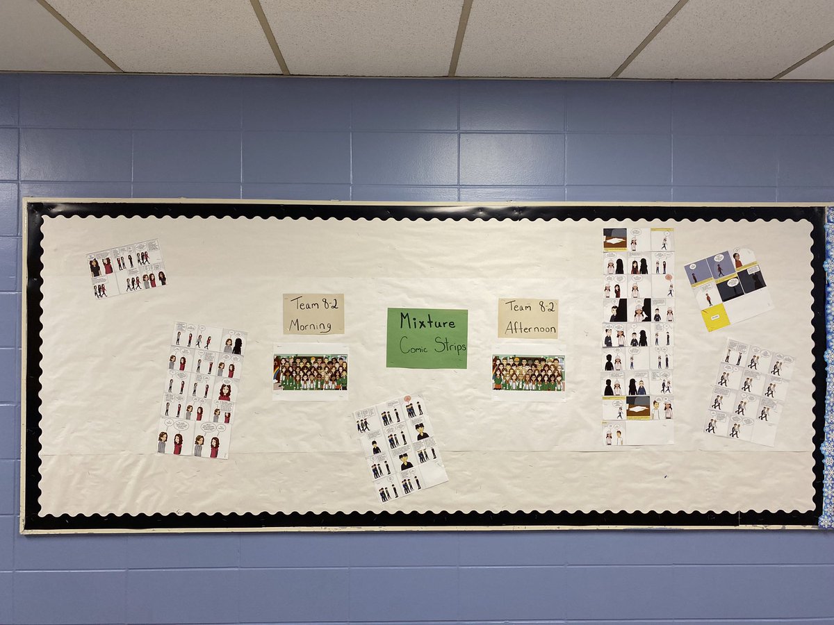 BlewittSciROX's tweet photo. Our team’s latest Bulletin Board mixture comic strips #EMS #scienceRox #ScienceROX https://t.co/ShEHIab4JZ