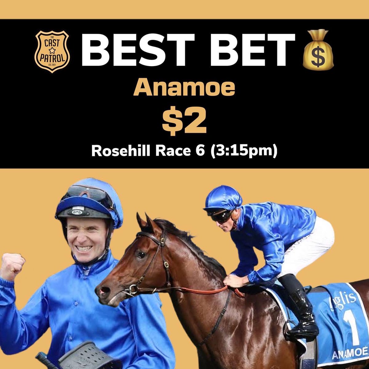 thecastpatrol's tweet photo. BIG DAY AHEAD!
Punters, Letโs get this bread ๐
BACK CAST, NEVER LAST!
What is your best bet if the day? ๐
#racing #saturday #tips #bestbets #rosehill #flemington #ascot #backcastneverlast #BCNL https://t.co/iKBHActLK0