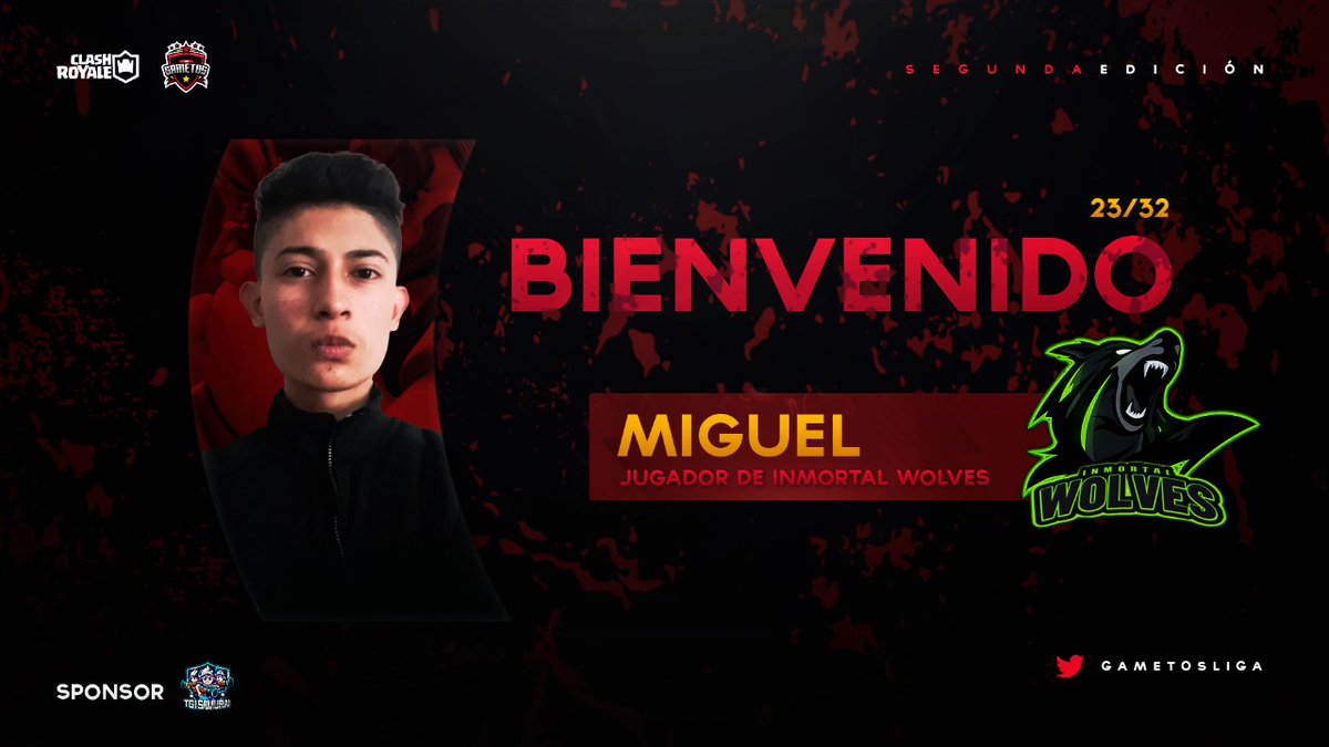 ⭐ | #PRESENTACIONES 
👤 | 23/32 - <a href="/GK_MiguelOP/">WD I Miguel</a> 🇲🇽

Desde México llega un jugador que tiene un gran nivel y lo va a demostrar en la liga, está dispuesto a luchar contra todo obstáculo para conseguir la copa 

🕵🏼‍♂️ | <a href="/InmortalWolves/">🐺Inmortal Wolves🐺</a>

💥 | Bienvenido y mucha suerte 🔥

#GametosCup
