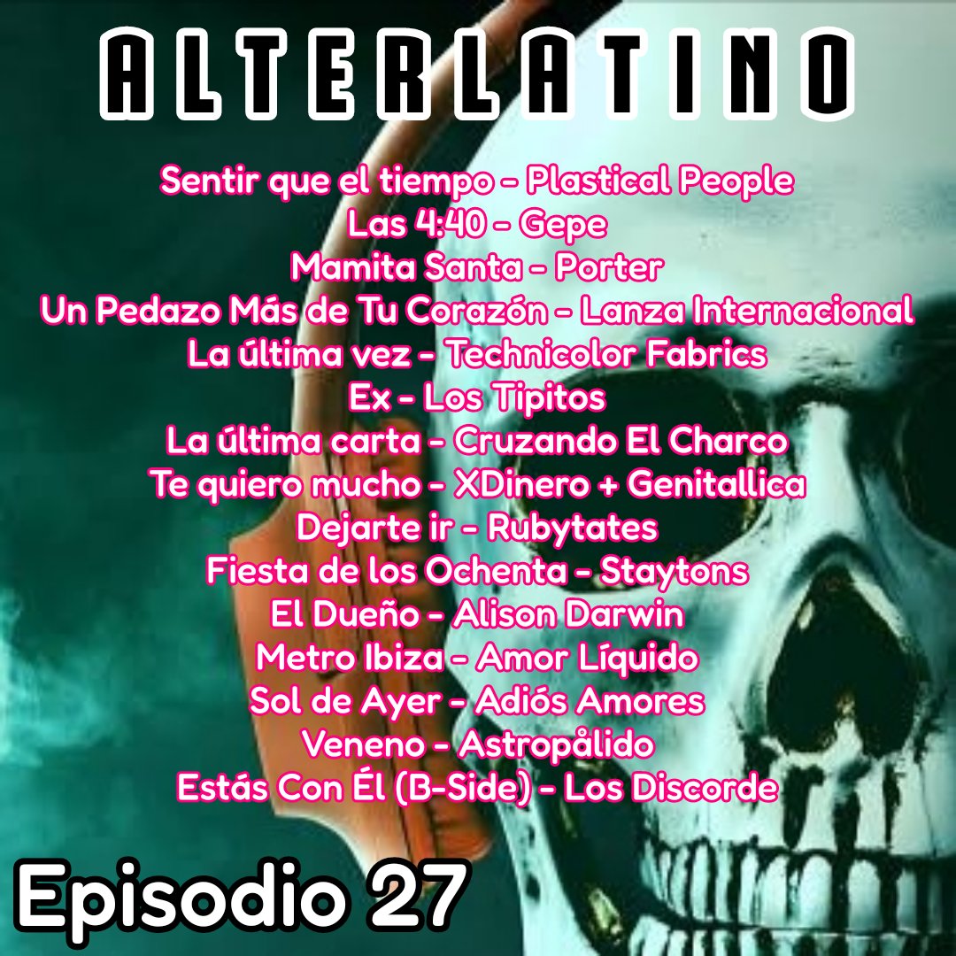 Esto sonó hoy en el episodio 27:
<a href="/PlasticalPeople/">Plastical People</a>
<a href="/gepegepegepe/">gepe gepe gepe</a>
<a href="/PorterOficial/">Maicito (Porter)</a>
<a href="/LanzaInter/">Lanza Internacional</a>
<a href="/technicolorfab/">Technicolor Fabrics</a>
<a href="/los_tipitos/">los_tipitos_oficial</a>
<a href="/ElCharcoLaPlata/">Cruzando el Charco</a>
<a href="/xdineroperu/">X DINERO</a> + <a href="/Genitallicamx/">Genitallica</a>
<a href="/Rubytates/">Rubytates</a>
<a href="/staytonsband/">Staytons</a>
<a href="/alisondarwin_/">ALISON DARWIN</a>
<a href="/amorliquidx/">Amor Líquido</a>
<a href="/astropalido/">Astropålido</a>
<a href="/Los_Discorde/">Los Discorde</a>
spreaker.page.link/A7xciBHttfctiP…