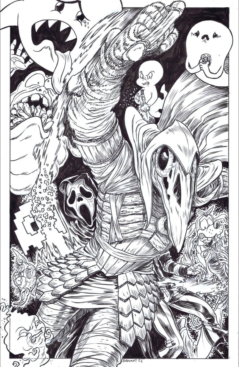 RyanBrowneArt's tweet image. From earlier today. Moon Bone Knight V. Ghosts commission. #moonbone #MoonKnight