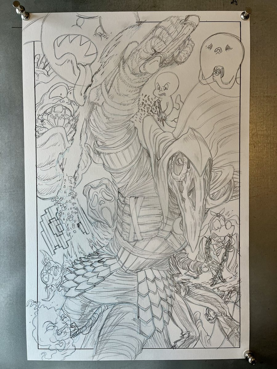 RyanBrowneArt's tweet image. From earlier today. Moon Bone Knight V. Ghosts commission. #moonbone #MoonKnight
