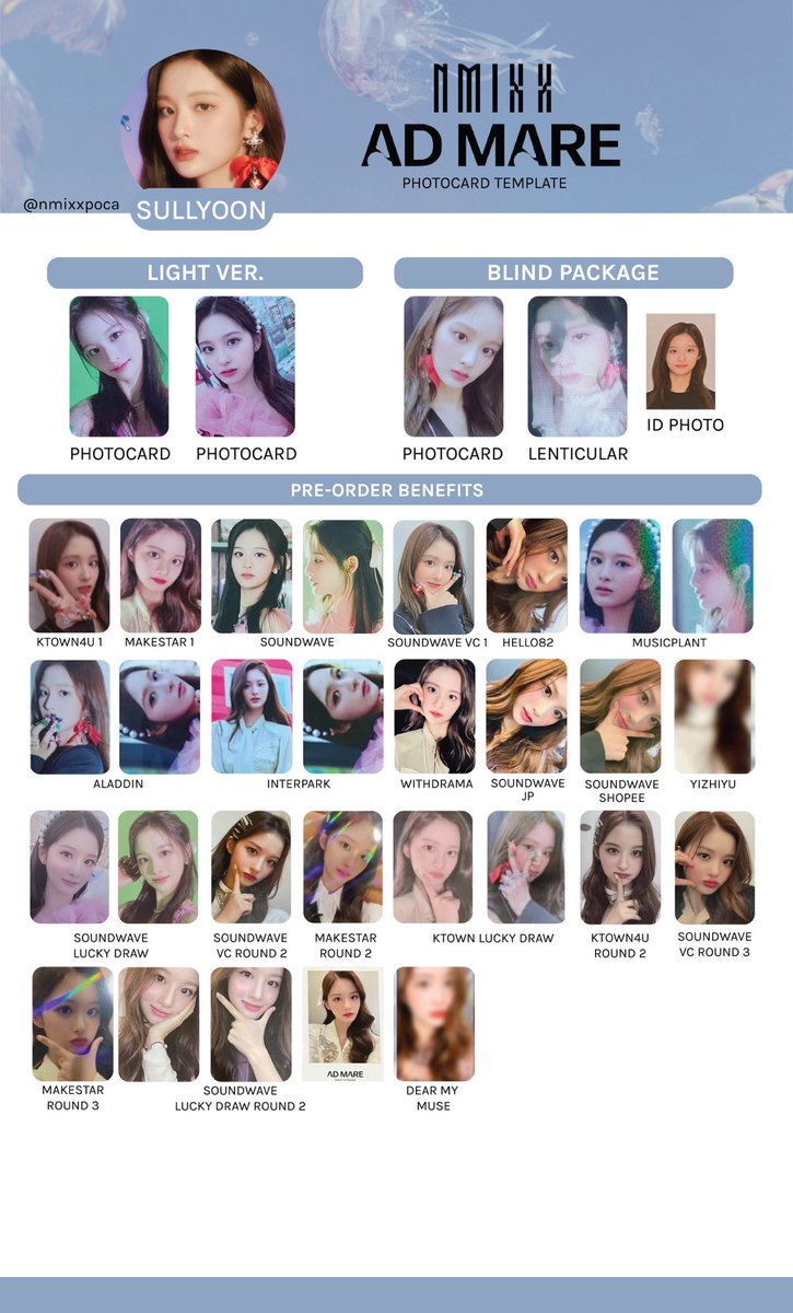 nmixxpoca's tweet photo. [UPDATE]

NMIXX PHOTOCARD TEMPLATE / NMIXX PC TEMPLATE / 엔믹스 포토카드 리스트 / 엔믹스 포카 리스트
UPDATED: 19/03/2022

updated
✅ soundwave jp / qoo10

♡ lily
♡ haewon
♡ sullyoon
♡ jinni

#NMIXX #엔믹스 https://t.co/zJ6oVpbIeJ