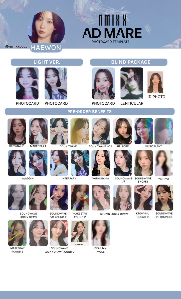 nmixxpoca's tweet photo. [UPDATE]

NMIXX PHOTOCARD TEMPLATE / NMIXX PC TEMPLATE / 엔믹스 포토카드 리스트 / 엔믹스 포카 리스트
UPDATED: 19/03/2022

updated
✅ soundwave jp / qoo10

♡ lily
♡ haewon
♡ sullyoon
♡ jinni

#NMIXX #엔믹스 https://t.co/zJ6oVpbIeJ