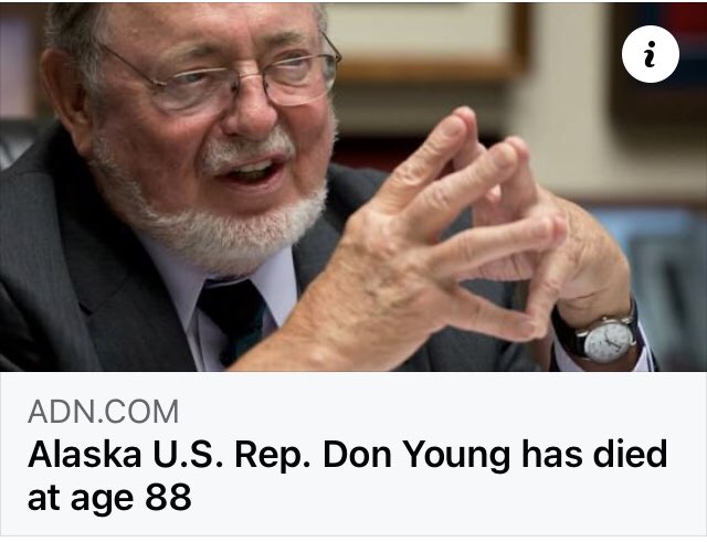cmcolon51's tweet photo. Estamos de luto. El congresista Don Young ha fallecido. Extrañaremos al más leal y tenaz defensor de la Estadidad para Puerto Rico en el Congreso. QEPD!  ⭐️🕊 #ripdonyoung Our 💔🤍💙 with Alaskans!! https://t.co/X2FTfAtKmd