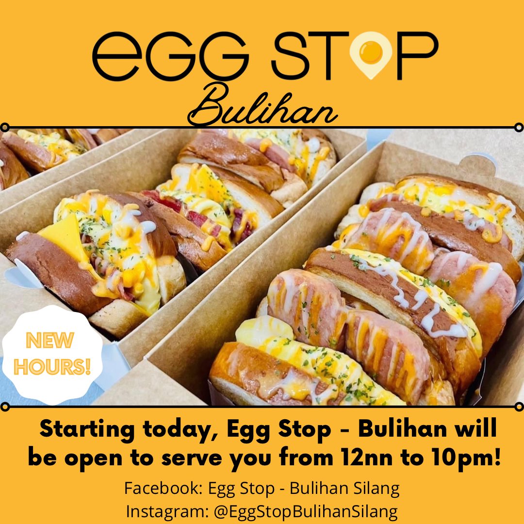DannieBoiRnB's tweet photo. Egg Stop - #Bulihan is now open from 12nn-10pm! Come by and try a sandwich. Worth it! #eggstop #eggdrop #sandwich 

Pin: Grae’s Alley

Address: Block 188 Lot 1, Old Bulihan Road, Bulihan #Silang #Cavite (across from the zone 3 arch, not far from Governors Drive) 💛🥪 https://t.co/YFFRDIG6vC