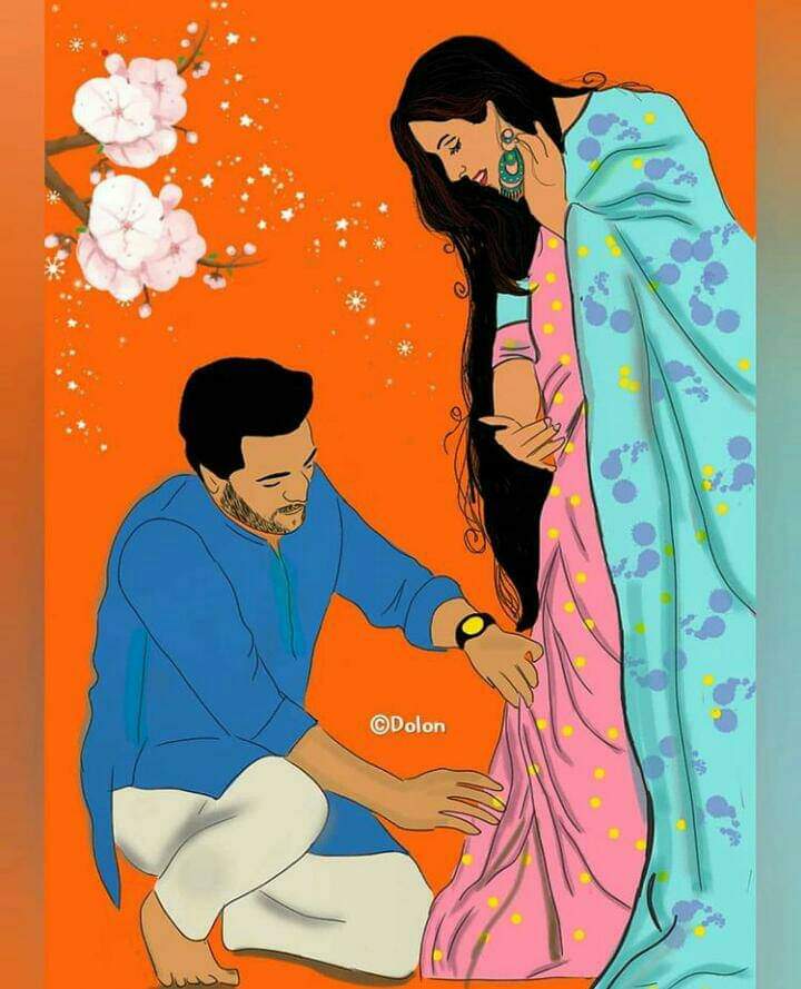 Traditional Couple Painting| Bengali love couple on balcony painting|  Romantic couple on balcony| - YouTube