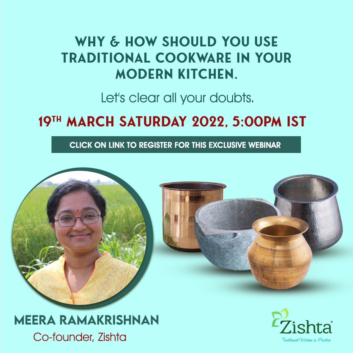 Zishta_'s tweet image. An exclusive webinar on Traditional Cookware. Join to know all about the vessels, do's, donts', how to use &amp;amp; maintain, what to cook &amp;amp; not to cook in them &amp;amp; many more. Click here to register mailchi.mp/zishta/webinar…
#webinar #cookware #traditionalcookware #zishta #cooking