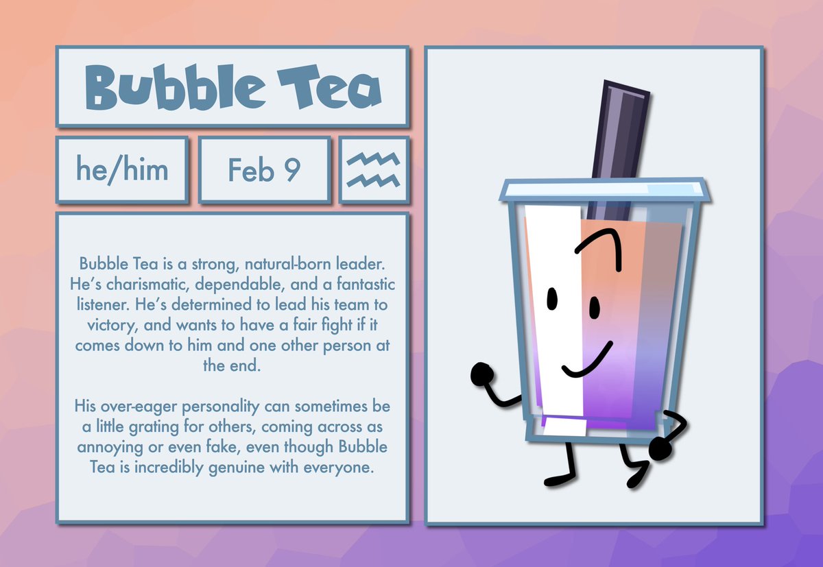 ObjectionShow's tweet photo. Introducing the next Objection character, Bubble Tea! #objectionshow 
#bfb #tpot #objectshows https://t.co/6ymGy8fDi9