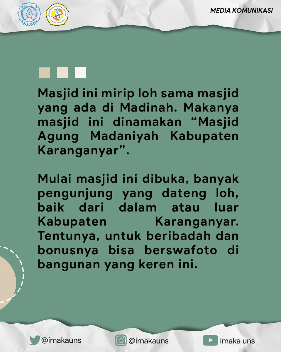 ImakaUNS's tweet photo. Karanganyar. Tentunya, untuk beribadah dan bonusnya bisa berswafoto di bangunan yang keren ini.

IMAKA UNS
JAYA! JAYA! JAYA!
------------------------------
Ikuti kami:
-----------------------------
📣 IG: @imakauns
📣 YouTube: imaka uns
📣 Twitter: @imakauns https://t.co/viYC3upkTe