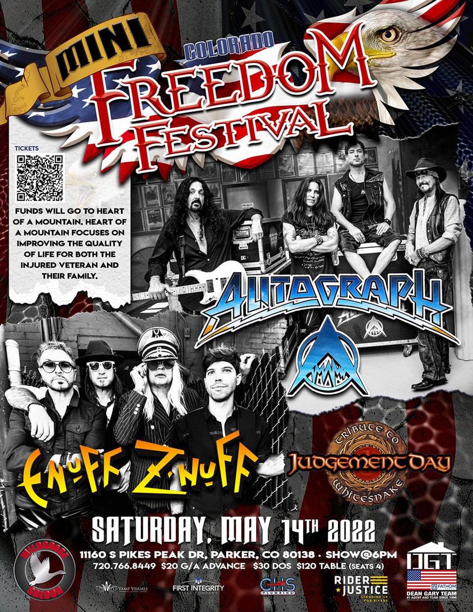 Autograph (@autographband) on Twitter photo Colorado! Autograph returns with a new show just added. We look forward to seeing you there in May!
May 14 - Parker, CO - <a href="/FreedomFestCO/">FreedomFest Colorado</a> Mini!
#Autograph - @Enuff Z'Nuff - #judgementday
Visit AutographBand.com for the ticket link or to see more tour dates! Colorado! Autograph returns with a new show just added. We look forward to seeing you there in May!
May 14 - Parker, CO - <a href="/FreedomFestCO/">FreedomFest Colorado</a> Mini!
#Autograph - @Enuff Z'Nuff - #judgementday
Visit AutographBand.com for the ticket link or to see more tour dates!