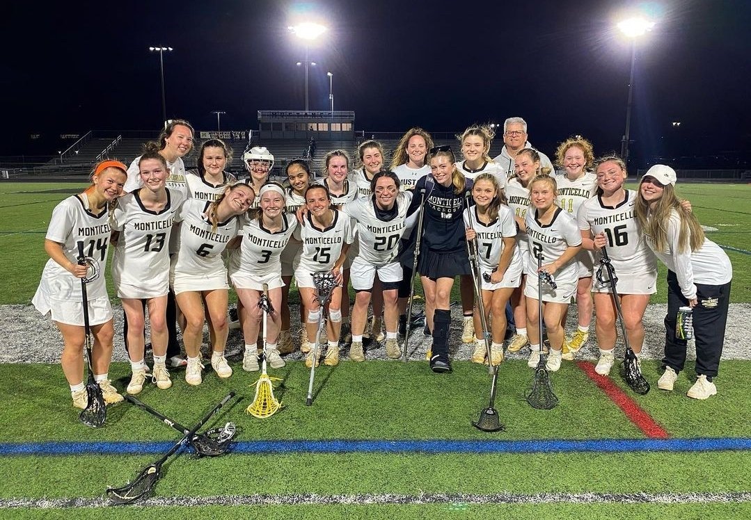 MonticelloAD's tweet photo. Friday Night Lights for the home opener (&amp; Jefferson District opener) vs. Goochland = 19-0 win with goals by 15 different Mustangs!  Congrats, @MonticelloGLAX. https://t.co/eOdB7Fv7Bu