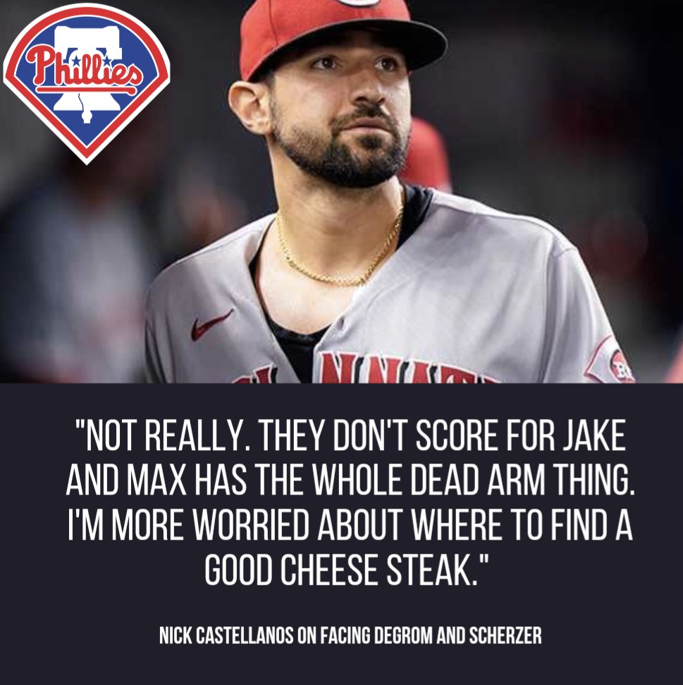 MLBONFAX's tweet photo. New #Phillies OF Nick Castellanos isn't scared of DeGrom and Scherzer 👀 https://t.co/gcFMeUc5rJ