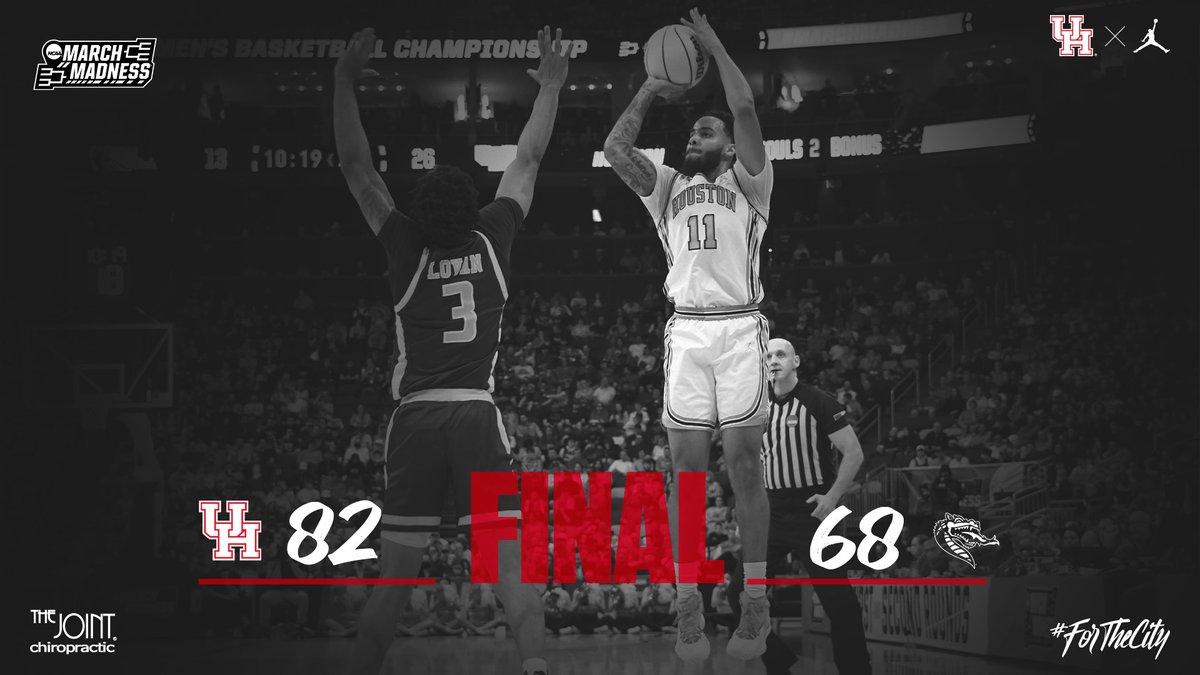 COOGS WIN!
presented by <a href="/thejointchiro/">The Joint Chiropractic</a>

Not this #5 seed... On to the Second Round!

<a href="/kyleredwards_/">Kyler Edwards</a> | 25 pts | 7 rebs | 3 asts
<a href="/3five_/">Fabian White Jr.</a> | 14 pts | 6 rebs

NEXT – #AmericanHoops vs (4) Illinois, Sunday, <a href="/PPGPaintsArena/">PPG Paints Arena</a>, Pittsburgh

#ForTheCity x #GoCoogs