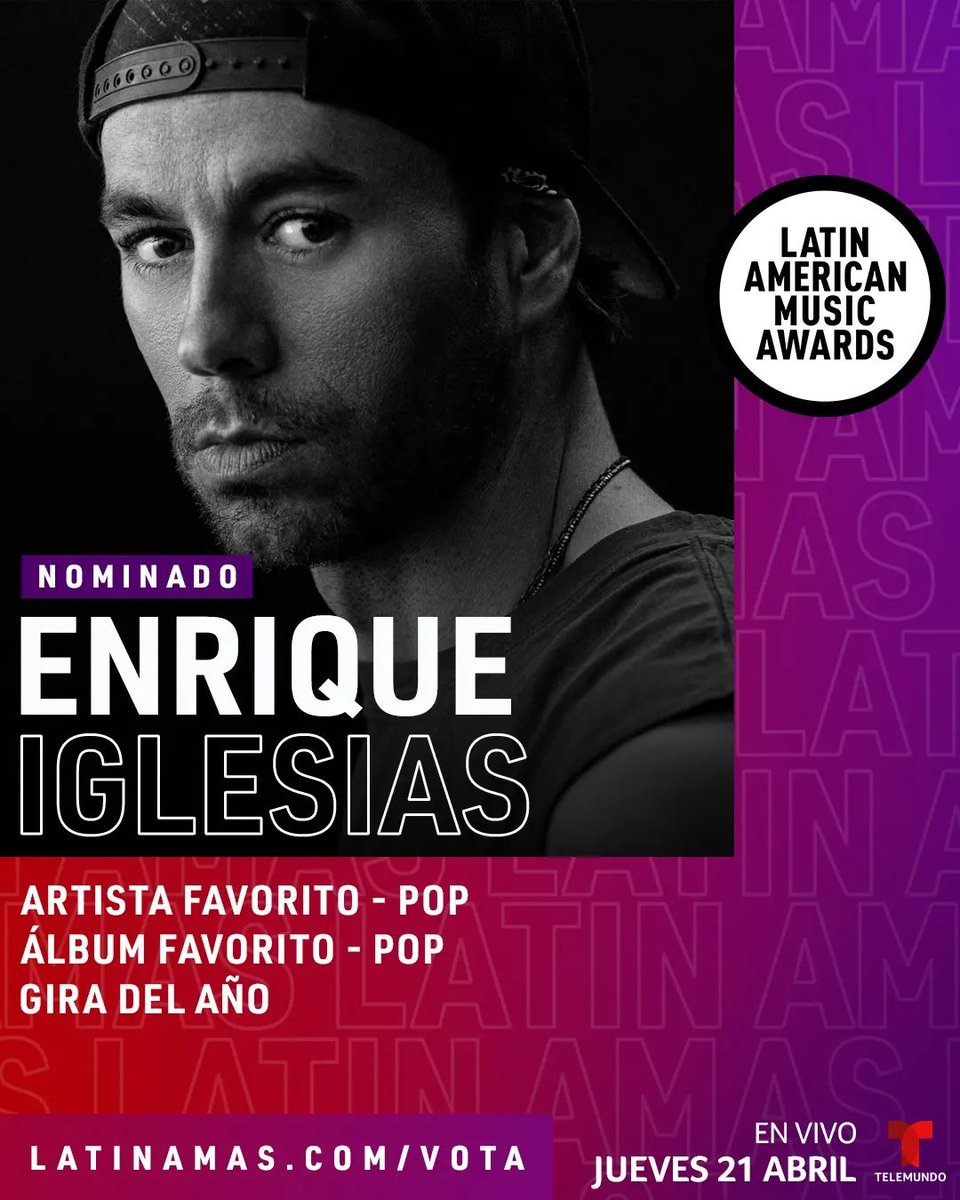 Voto por Enrique Iglesias en #ArtistaFavoritoPop en los #LatinAMAs 2022
<a href="/enriqueiglesias/">Enrique Iglesias</a>
