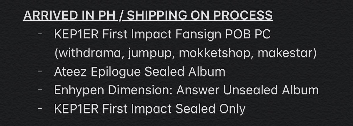 NewiCartPH's tweet photo. #NewiPH_Updates | Mass Update
📦 As of March 19, 2022 📦
> sorry for the late reply these days po since sobrang busy sa shipments po~
if ever there are concerns not stated below, kindly dm po ^^
Thank you so much for trusting ✨
1/4 https://t.co/9EJfUE4BK2