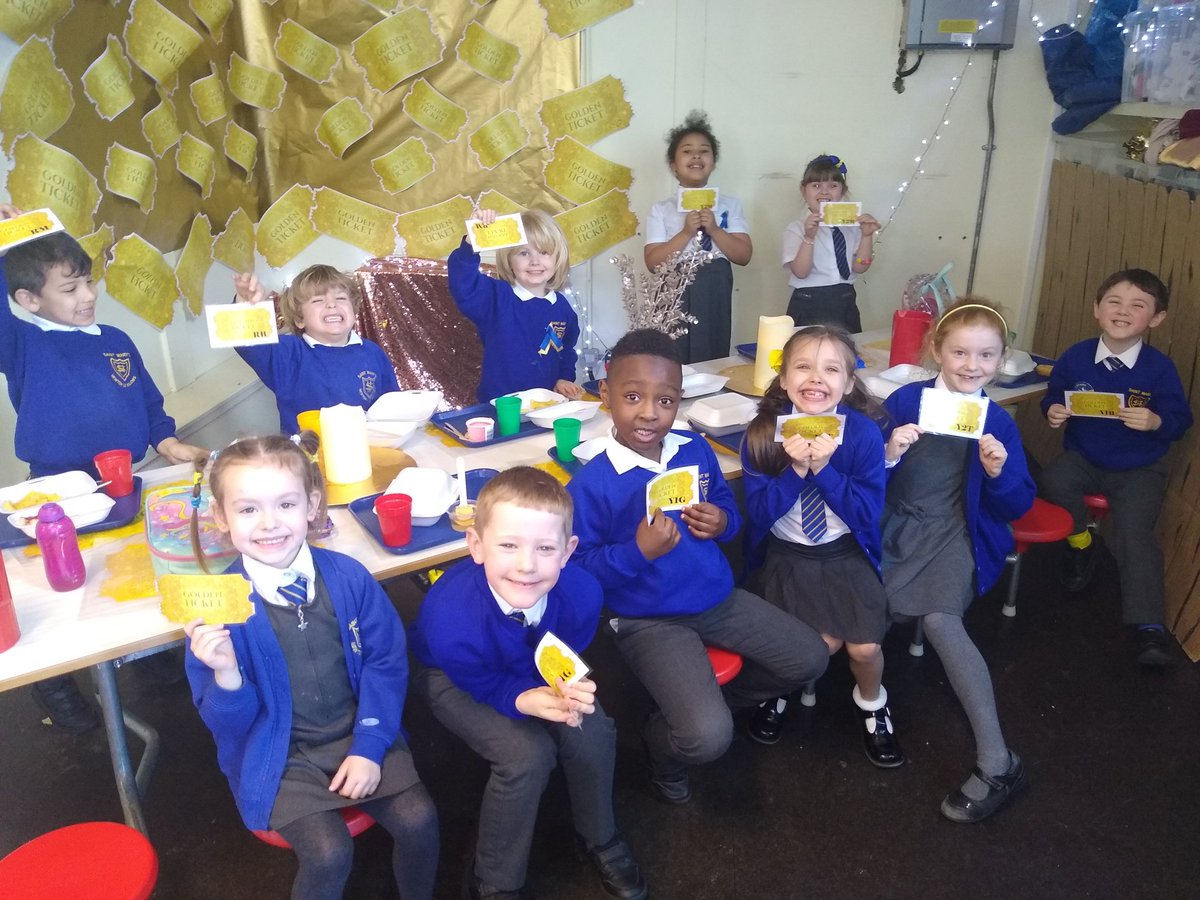 Well done to our Golden Ticket winners. Loved spending time with them, we had lots of fun and it was well deserved! #GoldenTickets #Lunchtime #Respect #Manners #Kindness #Friendship #Recognition #StMarys
