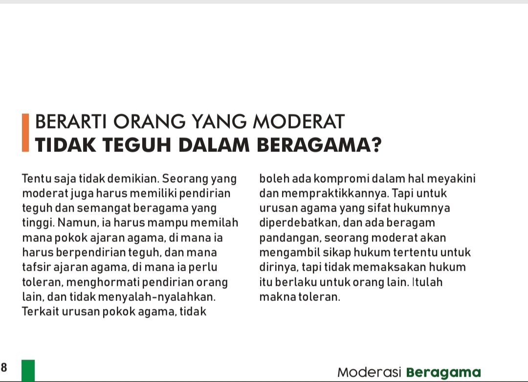 @rahmani_ima @adtaufiq Ijin ikut berkomentar, Bu @rahmani_ima 😊🙏
Saya sepemikiran dgn makna teloransi  yang tercantum di salah satu halaman 'Buku Saku Moderasi Agama' ini.